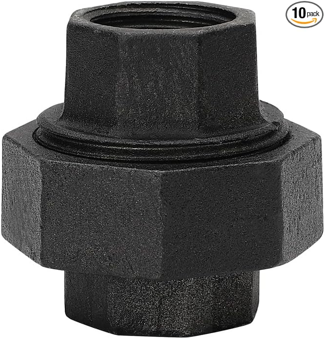 1/2" Black Pipe Fitting Union Home Expert 10 Pack | Malleable Cast Iron Pipe by HomeExpert
