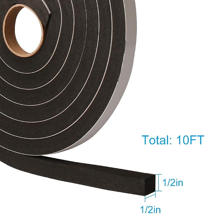Window Door Seal Tape 1/2Inch Wide X 1/2Inch Thick, Weather Stripping - Image 2