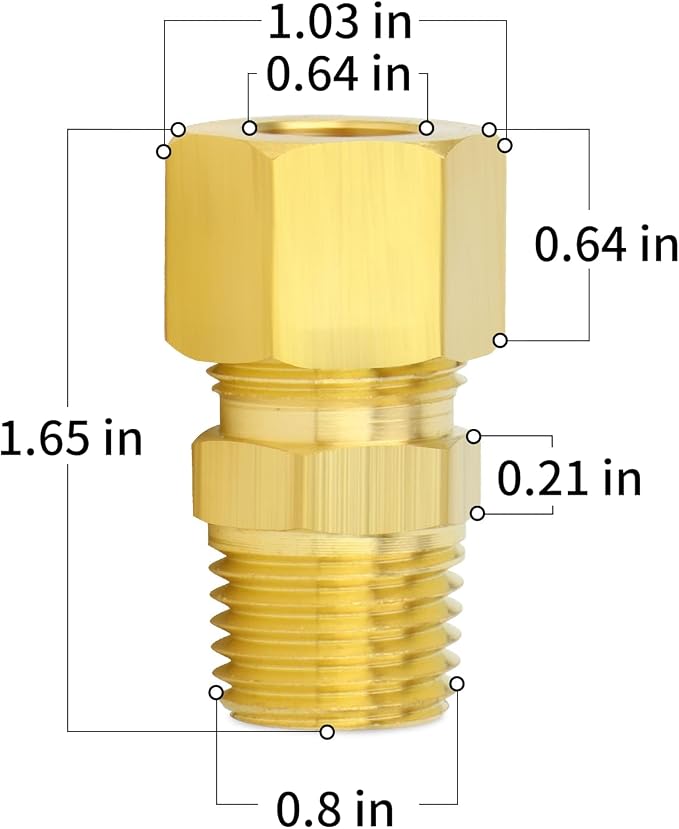 ChillWaves Brass Compression Tube Fitting, 5/8" OD x 1/2" NPT Male Compression - Image 2