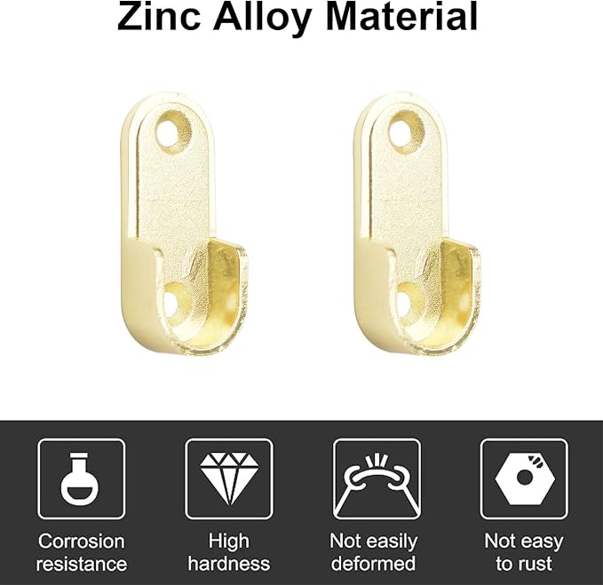 INCREWAY Oval Closet Rod Supports，6PCS Wardrobe Bracket Zinc Alloy Closet Rod - Image 3