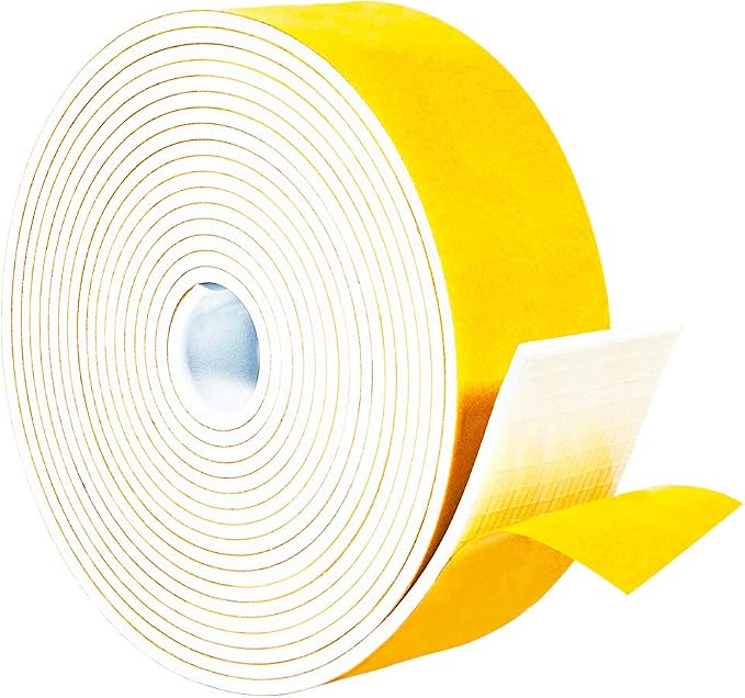 Yotache White Foam Rubber Seal Strip Tape 2" x1/8", 16 Ft | Adhesive Closed by yotache