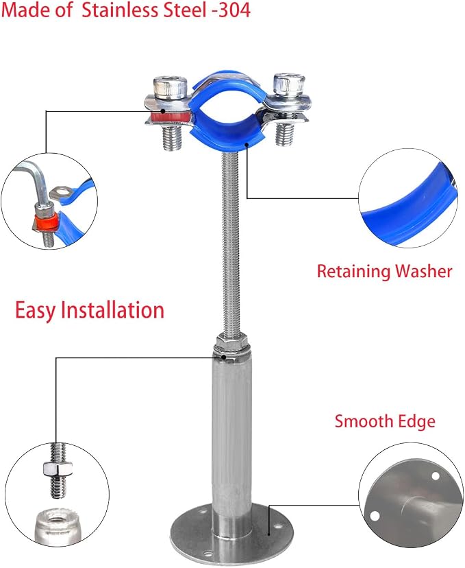 Wall Mount Ceiling Mount Pipe Supports, Adjustable Pipe Clamps - Image 4