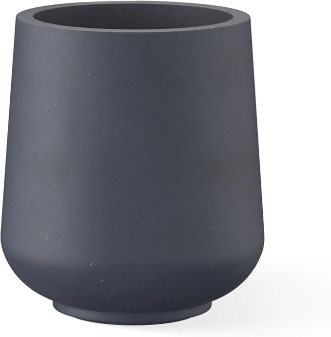 Kante Large Round Curved Charcoal Concrete Planter 16.5" Dia by Unknown