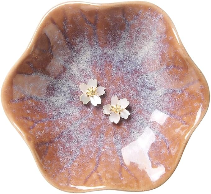 2PCS Lotus Leaf Shape Ring Holder Dish, Small Key Bowl, Ceramic Trinket Tray - Image 2