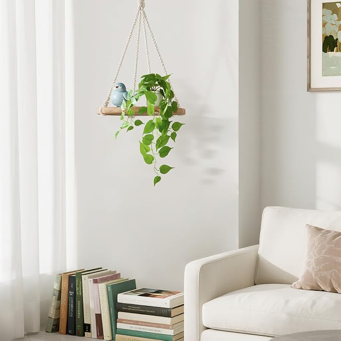 Mkono Fake Hanging Plants with Ceramic Pot, Realistic Greenery Look, Modern - Image 4