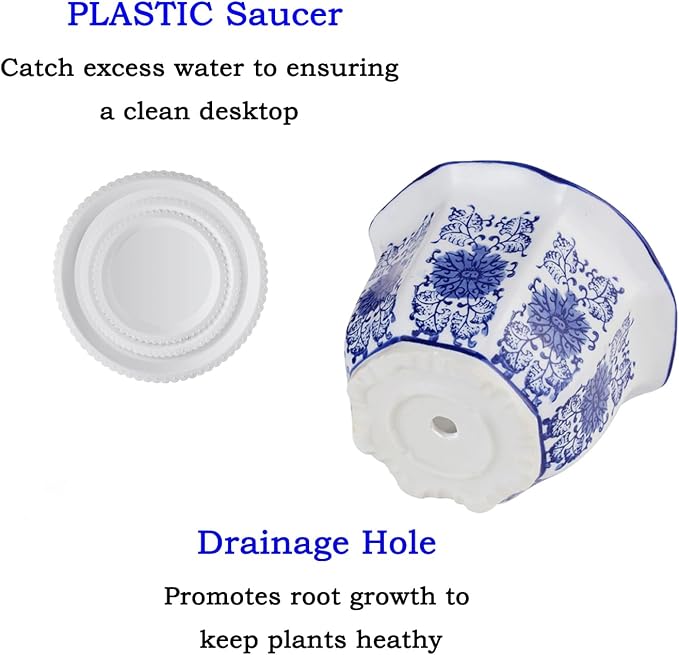 HakkaGirl Ceramic Pots for Plants, Chinoiserie Décor Ceramic Flower Pots - Image 3