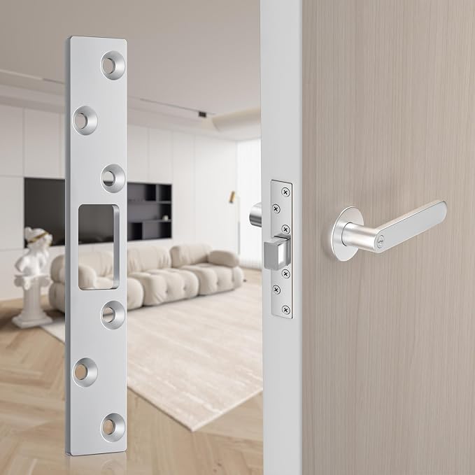 Door Strike Plate 6 Inch, Stainless Steel Deadbolt Strike Plates | 2 Set Long - Image 7