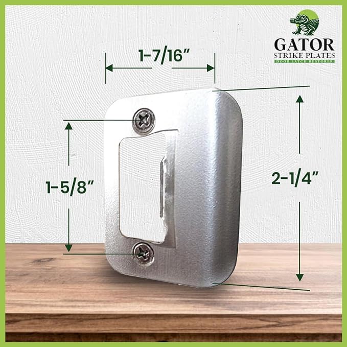 Gator Door Strike Plate 2-1/4" Latch Restorer, Satin Nickel, No Chiseling - Image 3