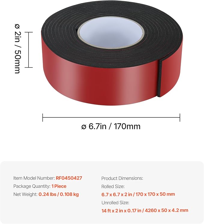 VEVOR Pipe Insulation Wrap, 14 FT x 2-inch Pipe Insulation Foam Tape, - Image 7