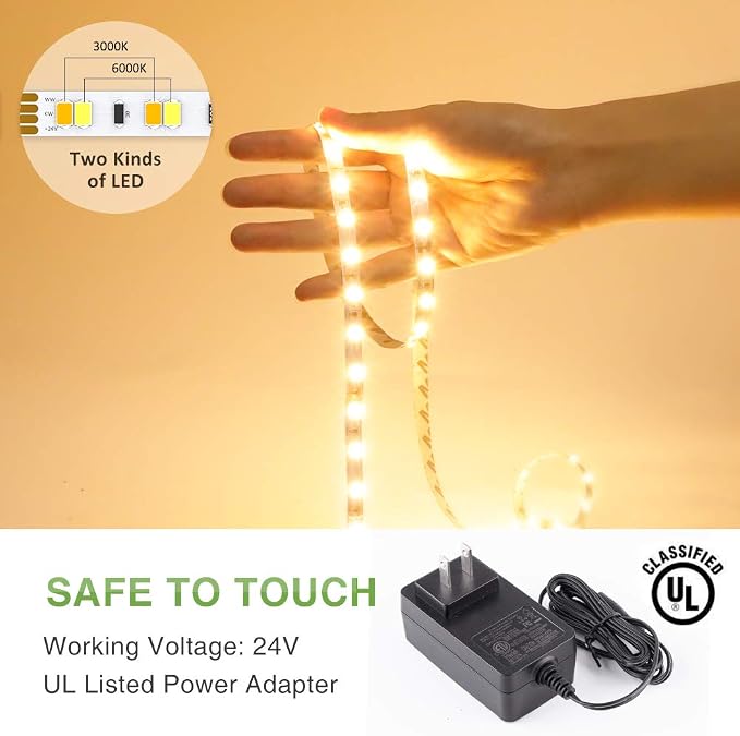 40ft Tunable White LED Strip Light Dimmable 3000K-6500K 24V Remote Control | - Image 7