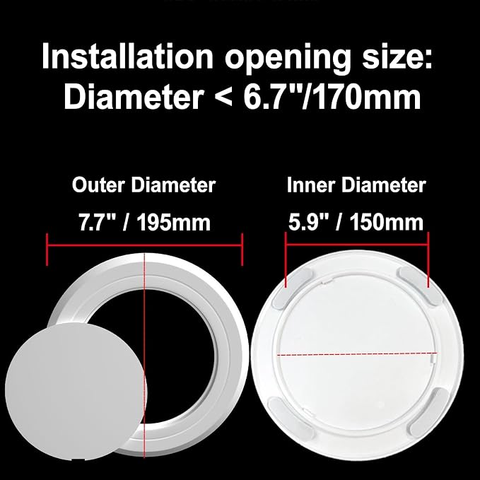 Plastic Access Panel 2 Pack, ABS Round Wall Hole Cover Plate, 3 Second Adhesive - Image 2