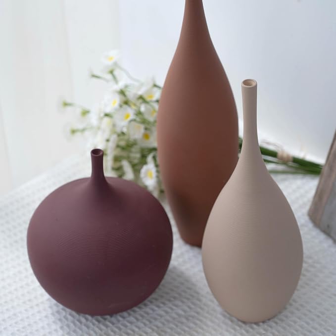 Relexome Ceramic Modern Vase Set of 3 Farmhouse Decorative Vase Minimalist - Image 5