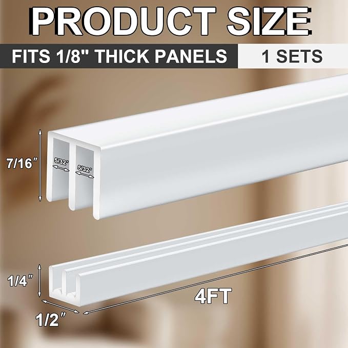 1 Set Metal Sliding Door Track Set, 4FT Metal Upper & Lower Tracks - Image 2