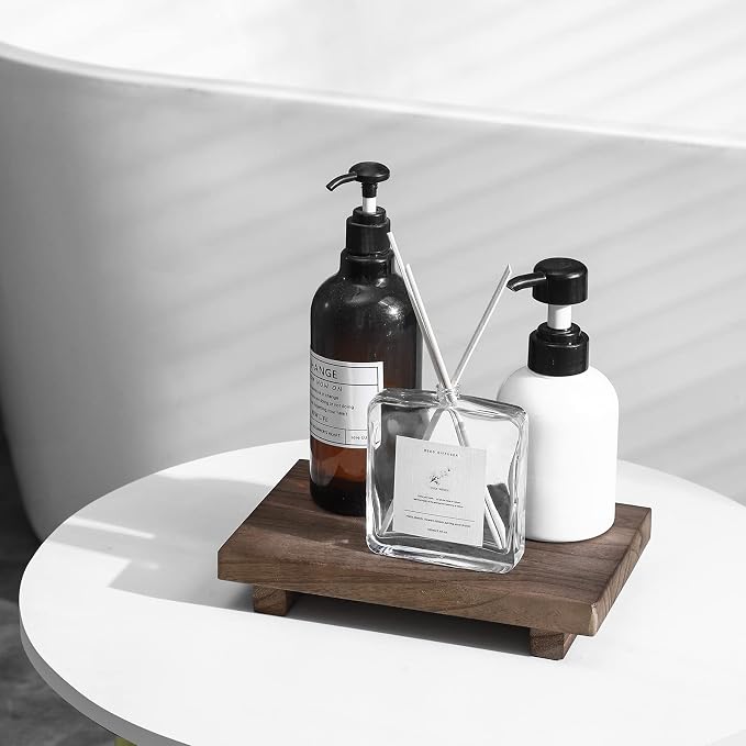 Wood Bathroom Tray Farmhouse Decor Kitchen Soap Holder, Lightweight, Easy Clean - Image 2