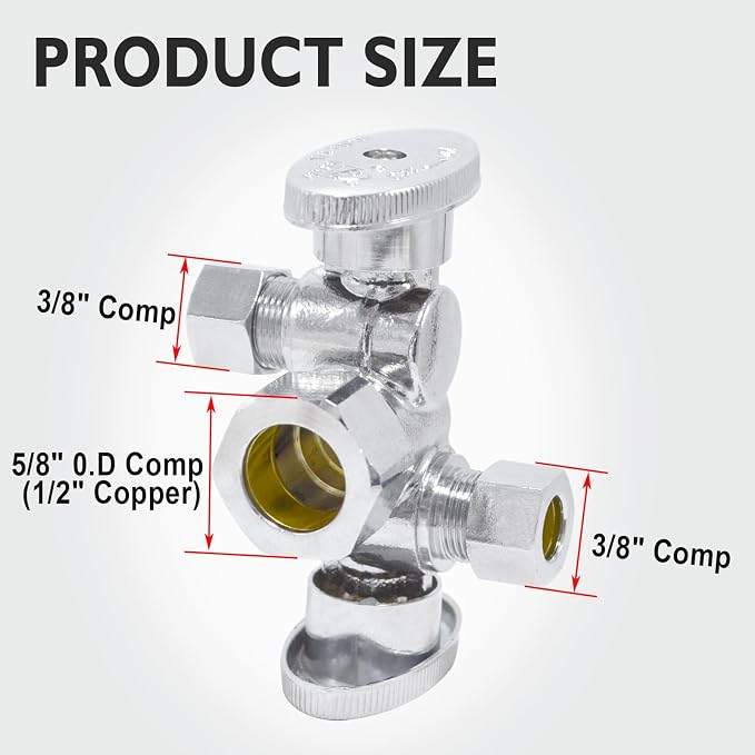TTFLEX Dual Shut Off Valve 1/2" NOM x 3/8" COMP x 3/8" COMP, Quarter Turn | - Image 2