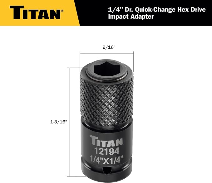 Titan 12194 1/4-Inch to 1/4-Inch Hex Drive Quick-Change Impact Adapter - Image 4