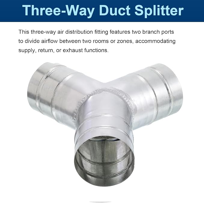 3 Inch Y Shape Duct Connector 3 Way 90 Degree Galvanized Steel - Image 4