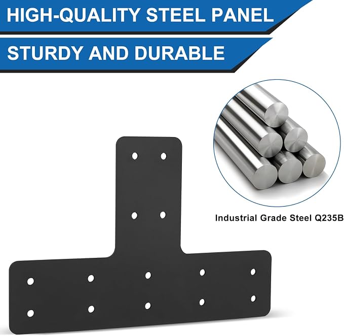 T Post Bracket 4pcs, T Shape Brackets | Black Powder Coated Post to Beam - Image 3