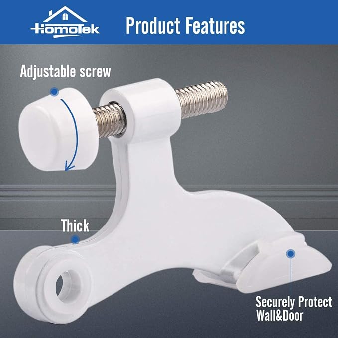 HOMOTEK 24 Pack Hinge Pin White Door Stopper, Adjustable Deluxe Heavy Duty Door - Image 2