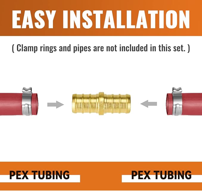 50-Pack 1/2 Inch PEX Coupling | Brass - Image 4
