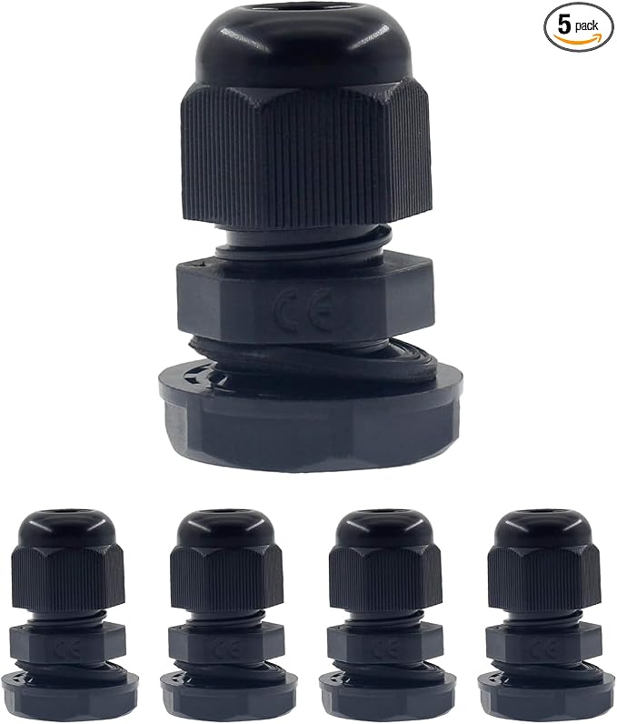 3/8 Inch NPT Strain Relief Nylon Cord Grip, SAFYY 5 PCS Waterproof Cable Glands by SAFYY