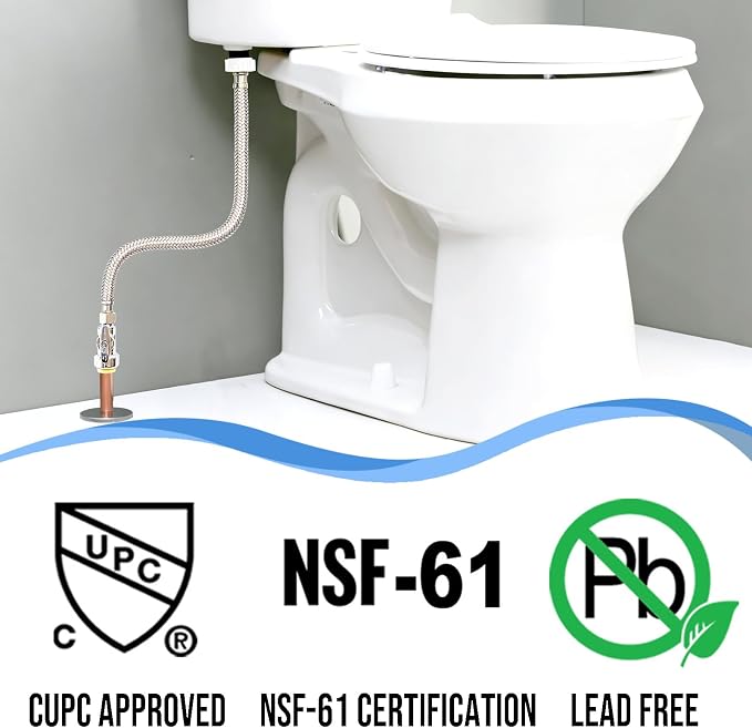 TTFLEX 12" Toilet Hose Kit 3/8" COMP x 7/8" BC Add 1/2" Push Shut Off Valve | - Image 2