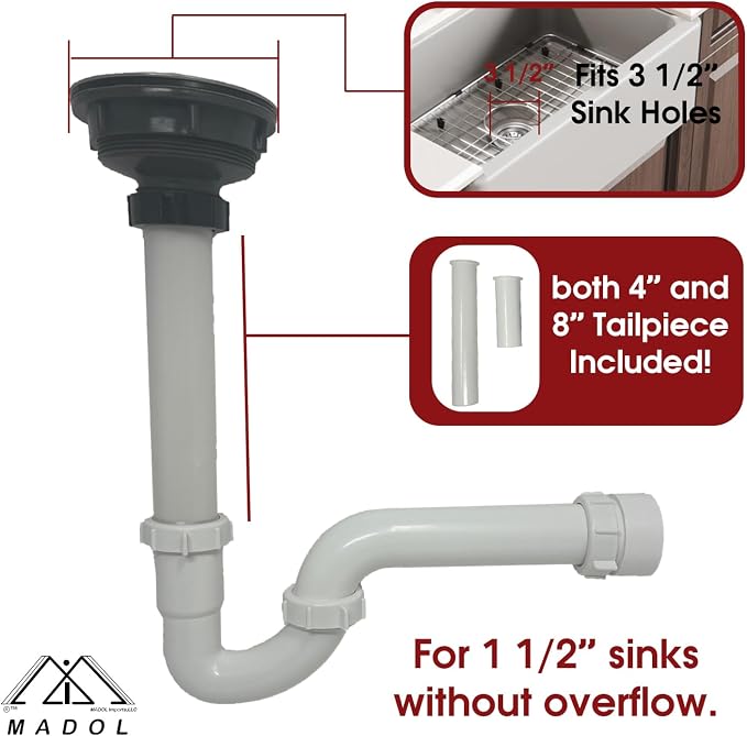 Complete P-Trap Drain Kit for 1-1/2 inch Sinks, - Image 3