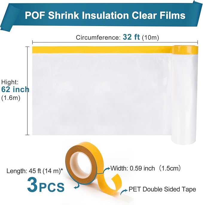 Augblinds 2 Pack Window Insulation Kit, Plastic Window Covering 62 Inch Wide × - Image 2