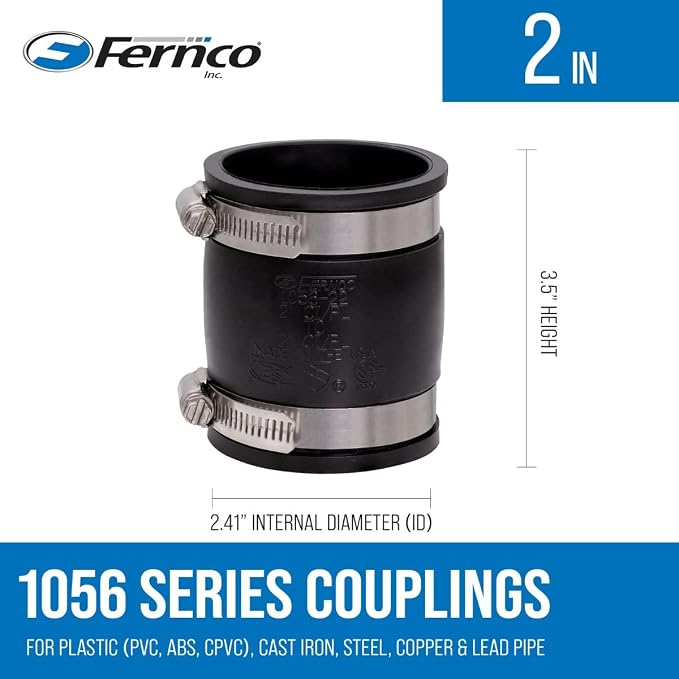 Fernco 1056-22 2-in. Flexible PVC Pipe Coupling - Image 3