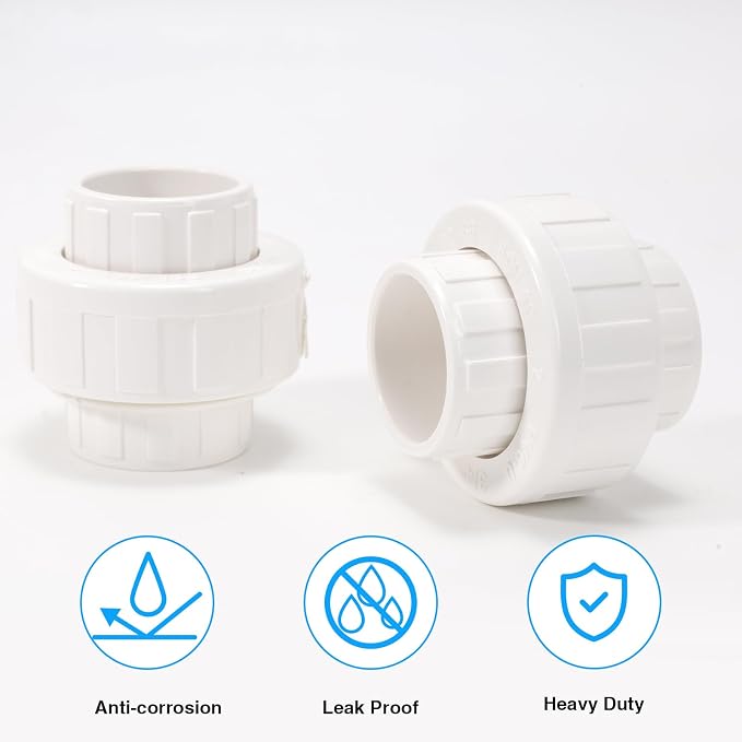 3/4 Inch PVC Union Coupling Pipe Fitting 3/4 Inch Schedule 40 Slip Union Adapter - Image 4