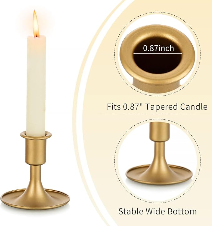 Candlestick Holders Taper Candle Holders, Romadedi Gold Candle Stick Candle - Image 7