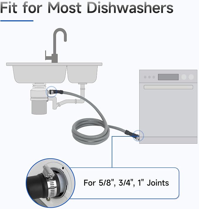 10FT Dishwasher Drain Hose, Flexible Corrugated Dishwasher Hose Replacement - Image 6