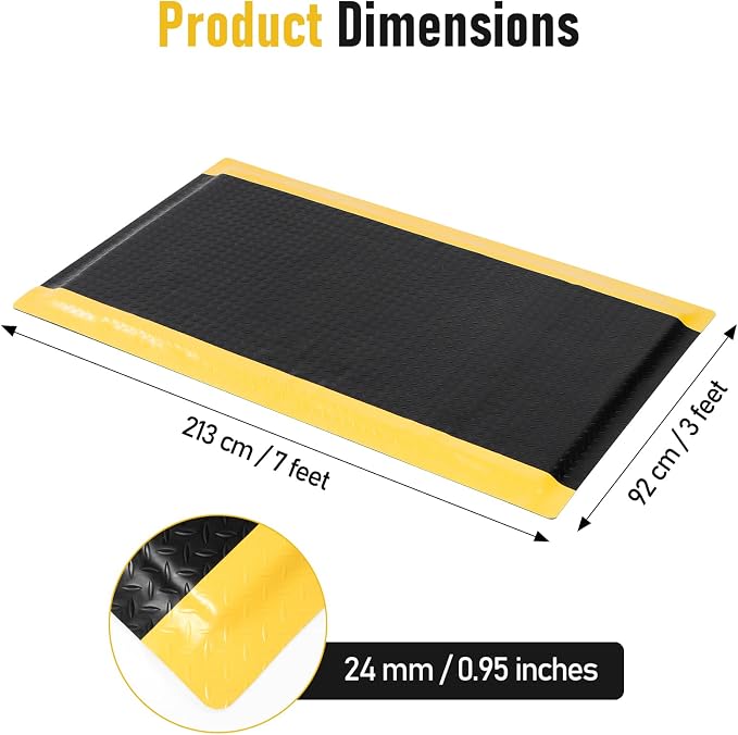 tonchean 3 x 7 FT Anti Fatigue Mats Extra Thick 15/16" Work Mat - Image 2