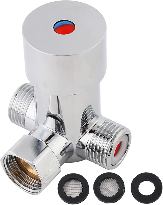 Thermostatic Mixing Valve for Shower & Sink – G1/2" NPT Solid Brass Hot and by AYNEFY