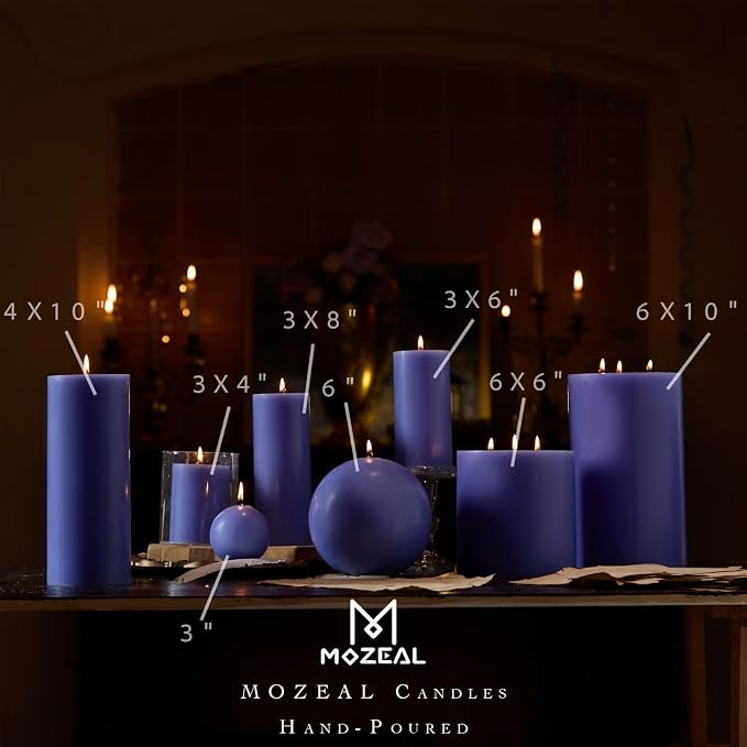 MOZEAL 3" x 6" Hand-Poured Unscented Candle, Dripless Pillar Candle Set of 3 - Image 4
