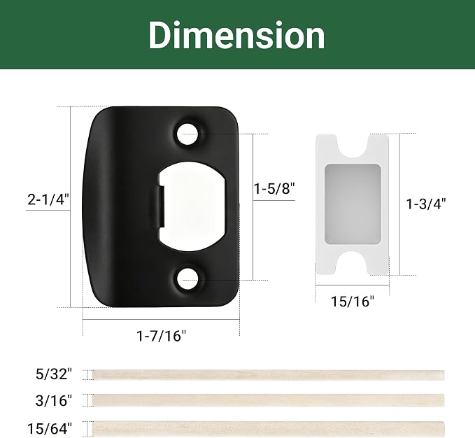 Door Strike Plate2-1/4"x1-3/4", Matte Black Universal Deadbolt Strike Plate | - Image 2