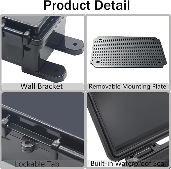 Junction Box, Hinged Black Clear Cover IP67 Waterproof ABS Project Box - Image 4