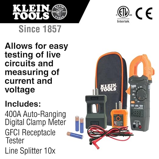 Klein Tools CL120KIT Clamp Meter Electrical Test Kit, AC Auto Ranging 400 Amp - Image 2