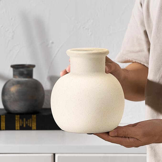 SIDUCAL Spotted Ceramic Modern Vase, 5.8 Inch Rustic Farmhouse Decorative Boho - Image 2