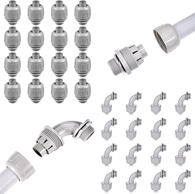32-Pack Kit 1/2" NPT Liquid Tight Connector Conduit Fitting UL PVC | UV by Aandxmok
