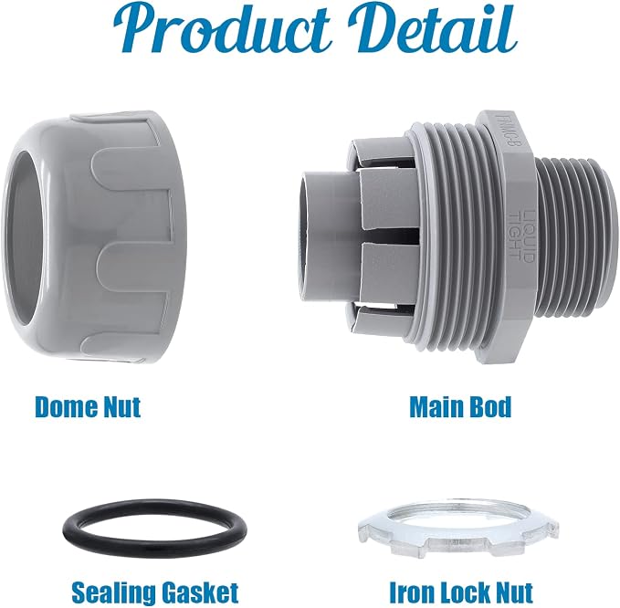 6Pcs 1 Inch NPT Liquid Tight Connector | Nonmetallic Straight, Electrical - Image 4