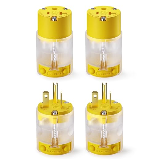 ELEGRP Lighted Straight Blade Electrical Plug and Connector Set 20 Amp 125 Volt by ELEGRP%7CELEGROUP