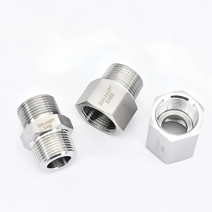 304 Stainless Steel Hex Adapter, G to Metric M Thread Reducer, 1/2-3/4 3/8-1/2 - Image 5