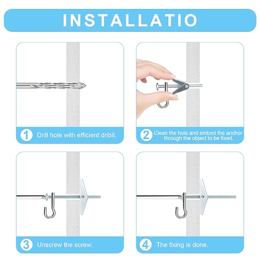 56pcs 1/4 Inch Heavy Duty Drywall Anchors, 14 Sets | Toggle Bolts and Wing Nuts - Image 4