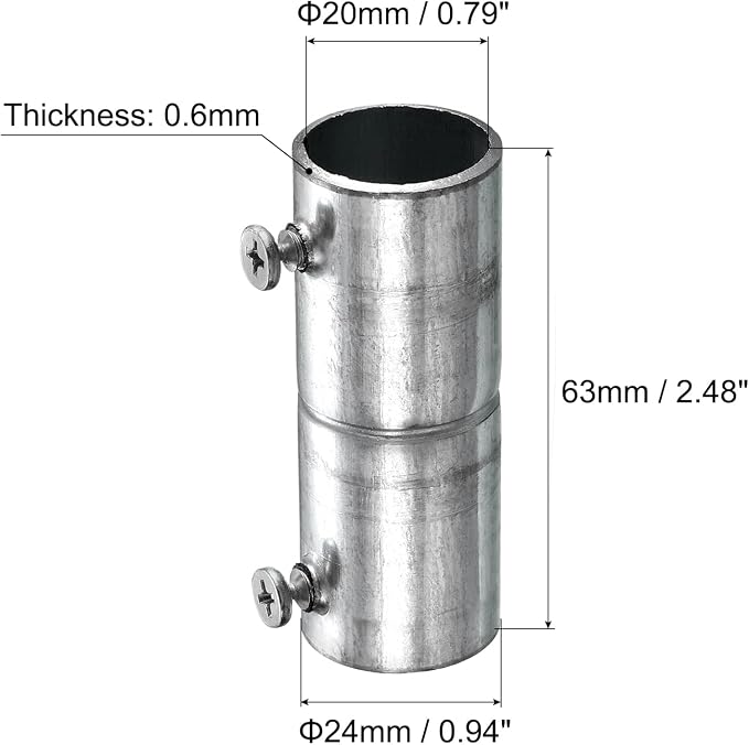uxcell EMT Coupling, 20mm EMT Set Screw Coupling Conduit Fittings 63mm Length - Image 2