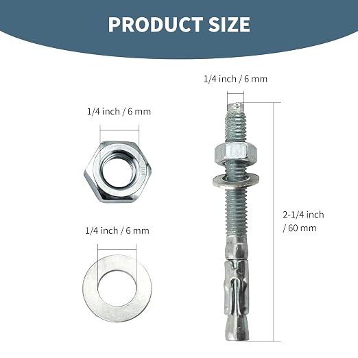 1/4" x 2-1/4"Wedge Anchors - Image 2