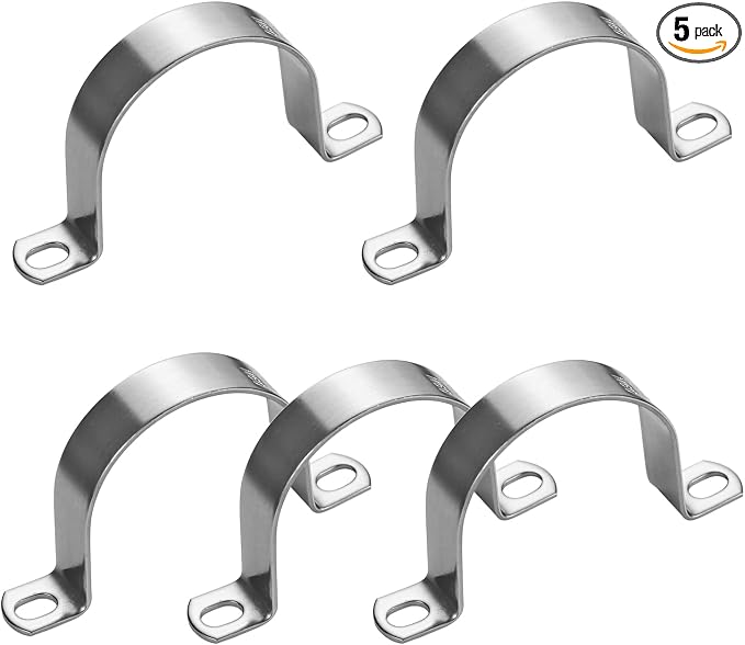 5PCS 140mm 2 Hole Heavy Duty U-Tube Strap Clamp, Stainless Steel-304 Rigid by Choosewhatyouneed