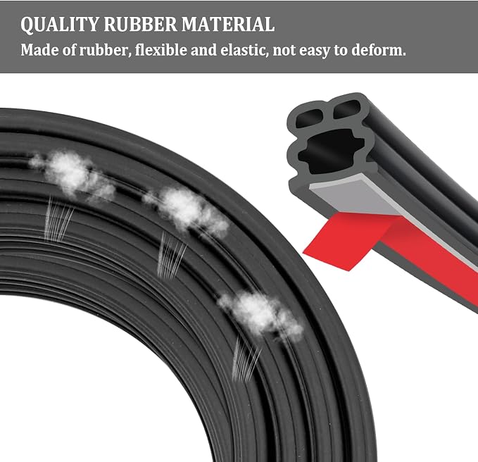 16.4Ft Car Door Seal, Thickened Rubber Automotive Weather Stripping - Image 4