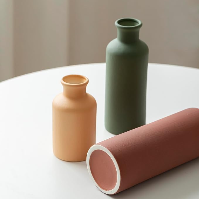 Modern Ceramic Vase Set of 3, Neutral Colors, Decorative Bottles - Image 5
