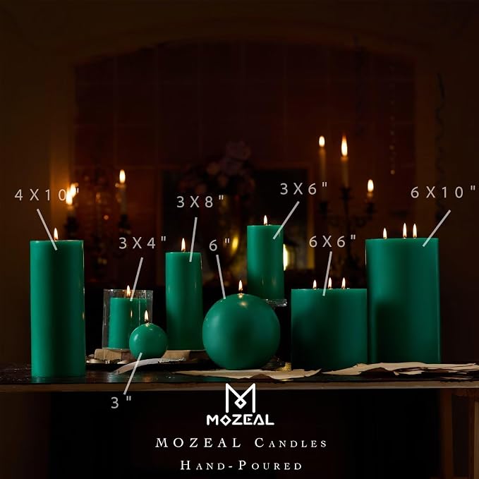 MOZEAL 3" x 8" Hand-Poured Unscented Large Candle, Smokeless Rustic Pillar - Image 4